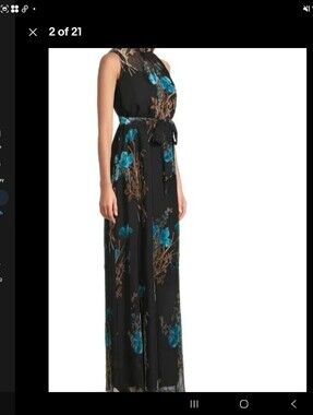 julia jordan Black Maxi Dress with Teal Floral Accents